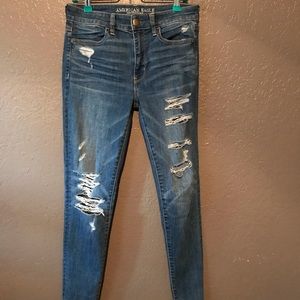 American Eagle Medium Wash Distressed Skinny Jeans
